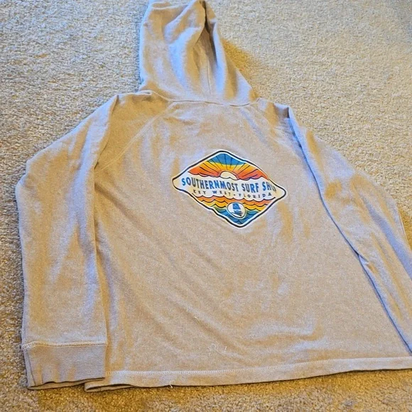 Southernmost Surf Shop Key West Florida Women's Beige Hoodie Sweatshirt Size XL - Picture 7 of 9